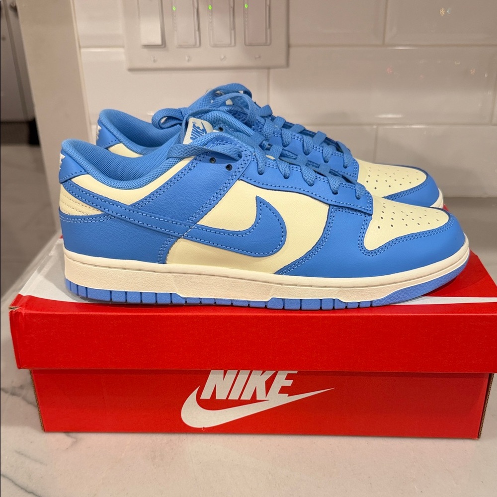 Nike Dunk Low Retro Sneakers - coconut milk/university blue (men's size 9)